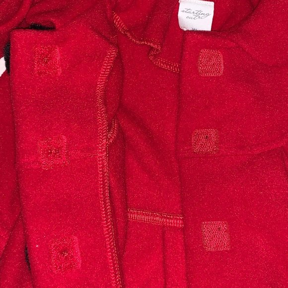 Baby Girl 3-Month Red Hat and Coat with Black Fur Buttons - Picture 2 of 5